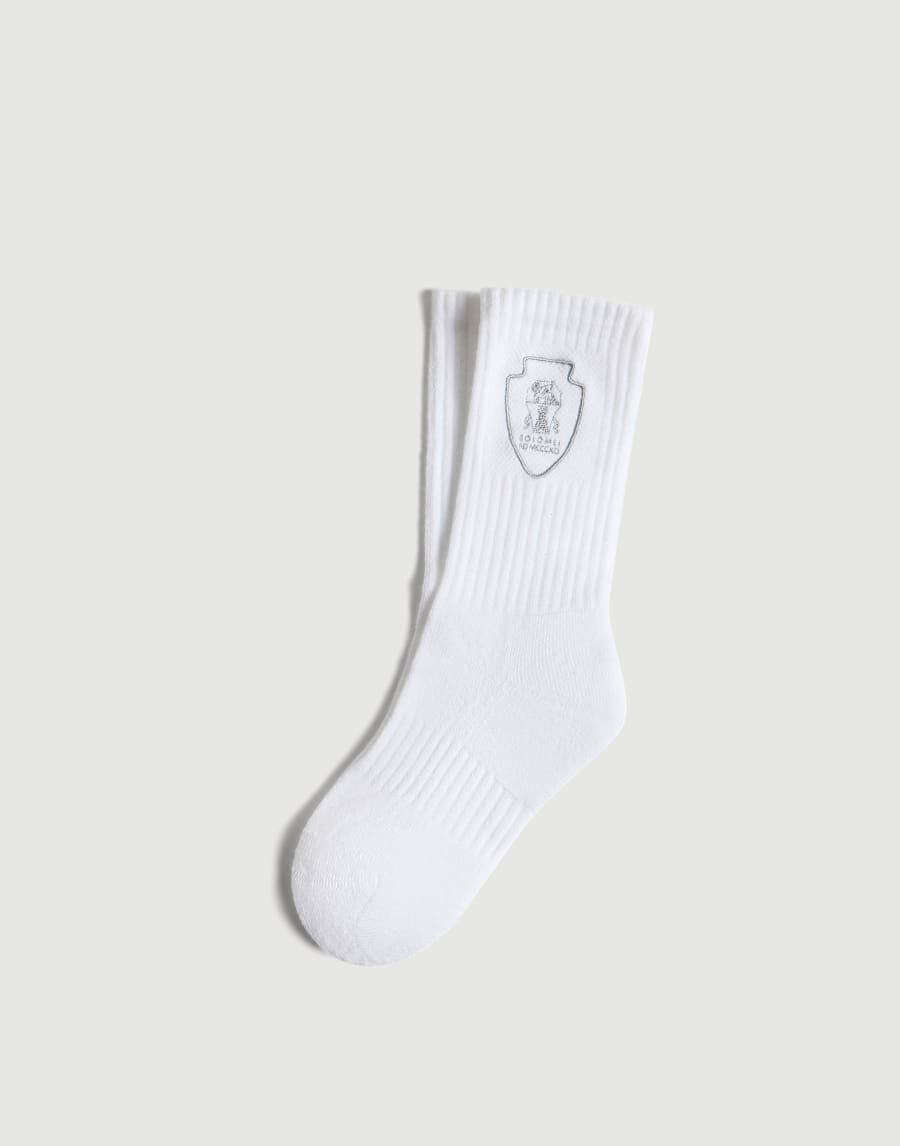 Ribbed socks with logo Light Grey Boys - Brunello Cucinelli