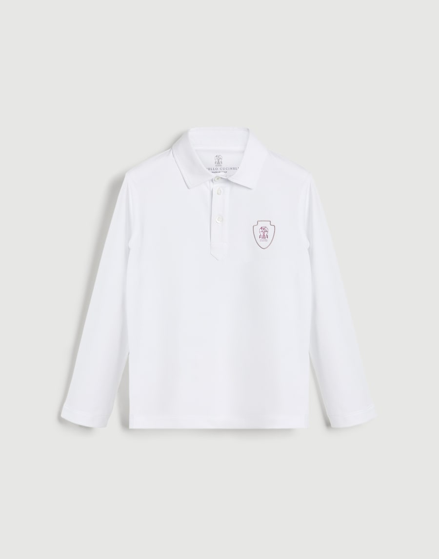 徽标装饰长袖马球衫 白色 男童 - Brunello Cucinelli