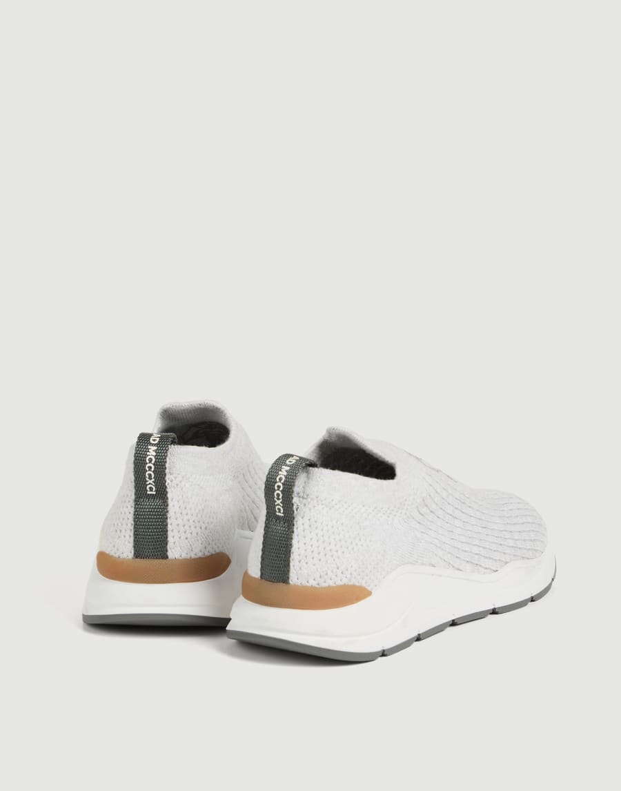 Knit slip-on runners with logo White Boys - Brunello Cucinelli