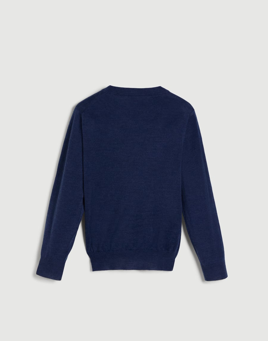 Lightweight sweater with logo Blue Boys - Brunello Cucinelli