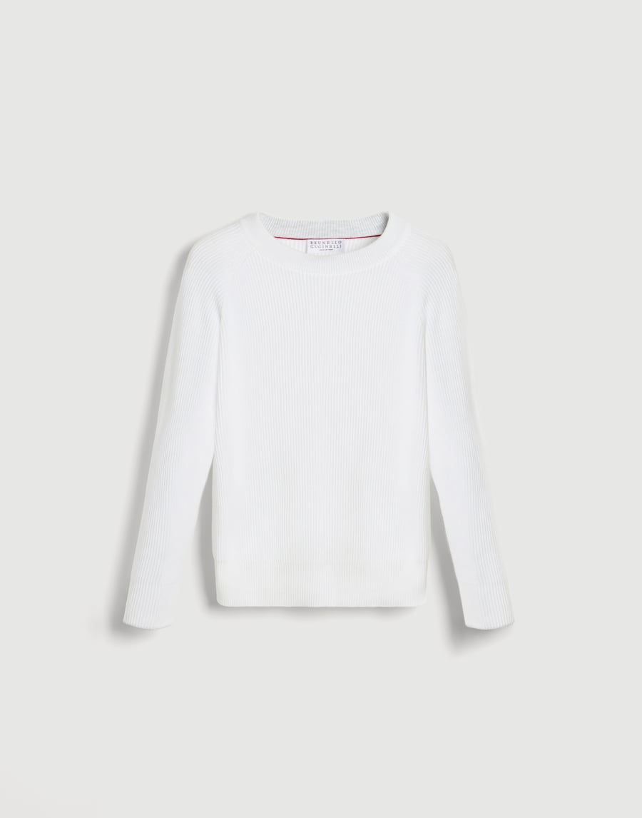 Cotton English rib sweater Panama Boys - Brunello Cucinelli