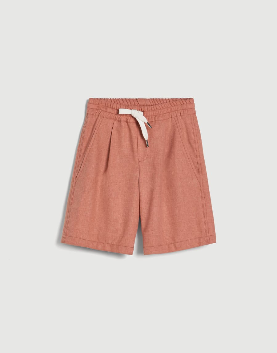 Mouliné canvas Bermuda shorts Apricot Boys - Brunello Cucinelli