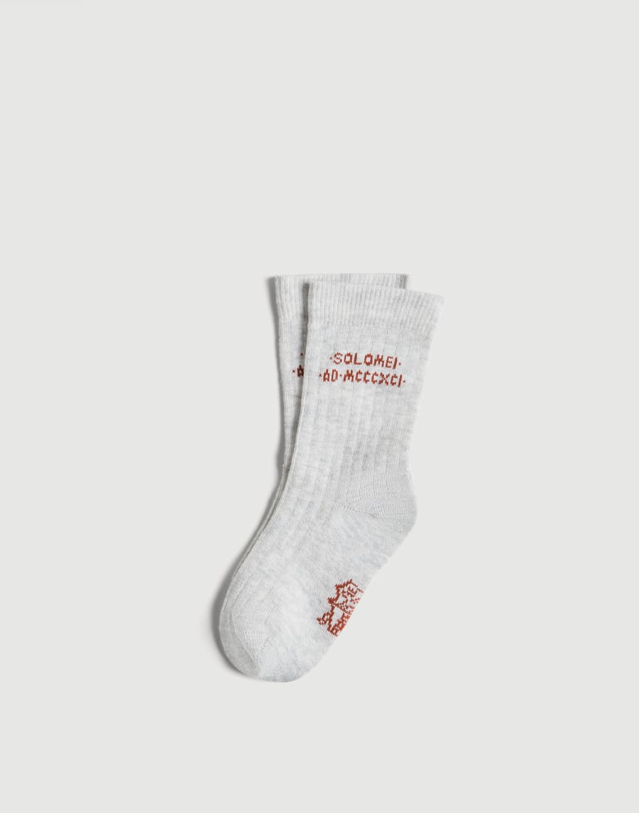 Cotton knit socks with intarsia Grey Boys - Brunello Cucinelli