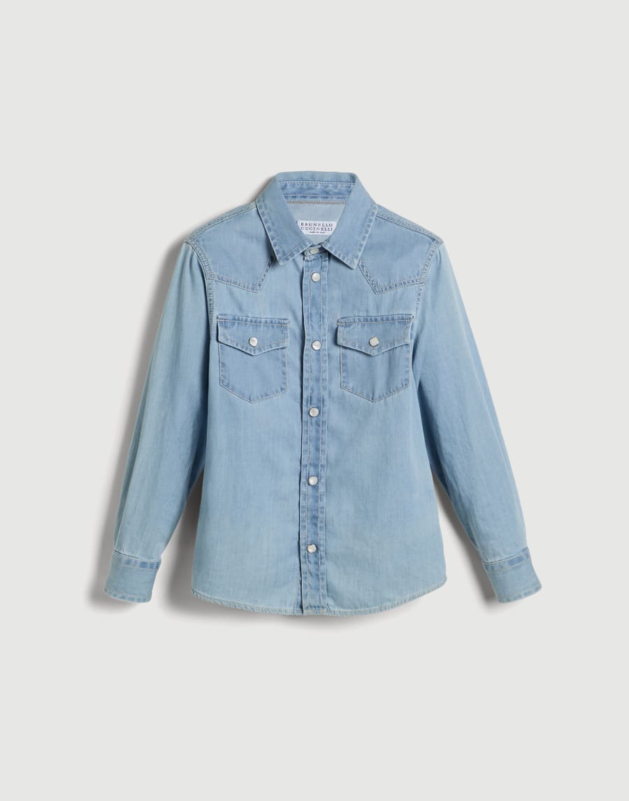Lightweight denim shirt Light Denim Boys - Brunello Cucinelli