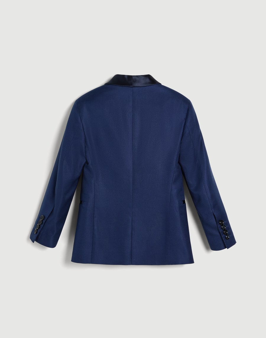Chaqueta para esmoquin en tela diagonal de seda Azul Royal Niño - Brunello Cucinelli