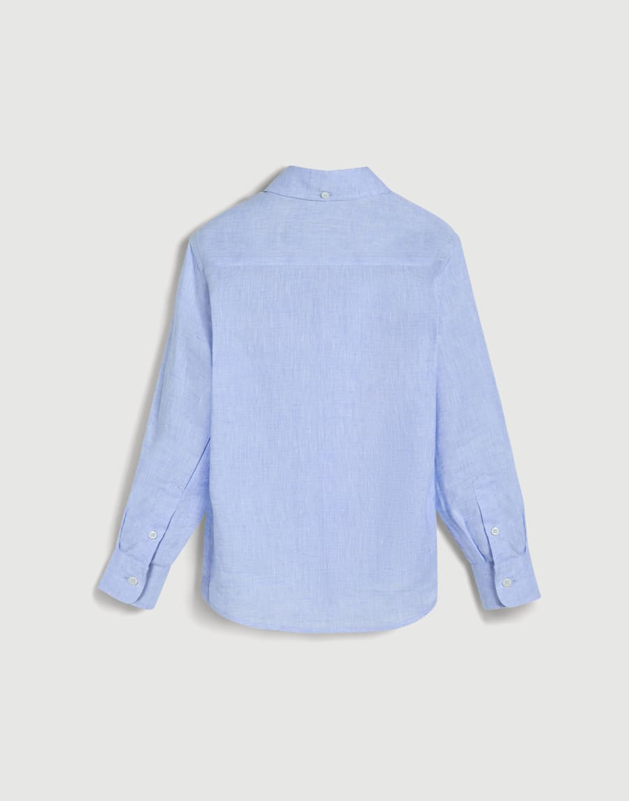‘Air’ shirt with button-down collar Azure Boys - Brunello Cucinelli