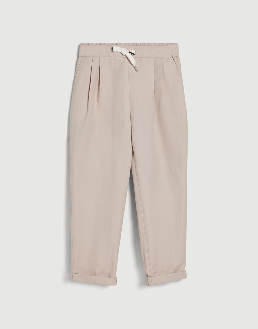 Trousers with drawstring and double pleats Light Brown Boys - Brunello Cucinelli