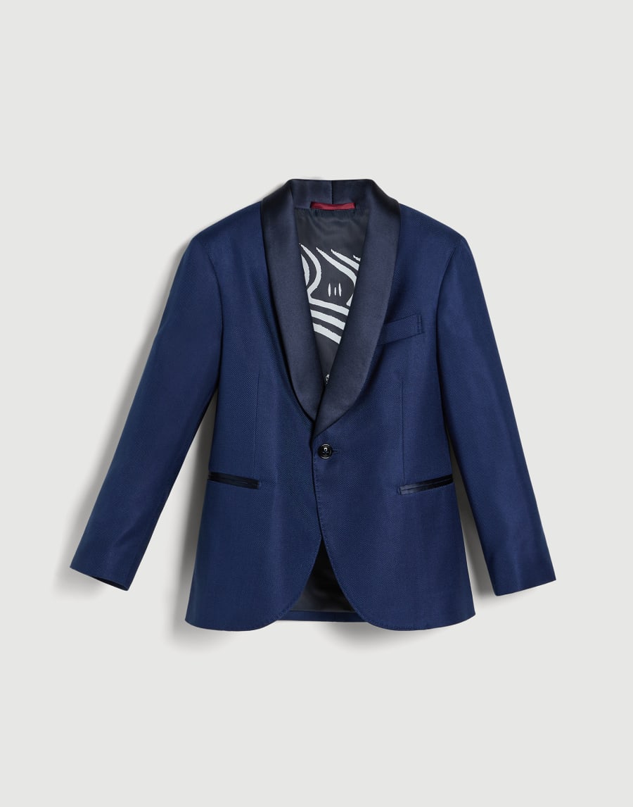 Chaqueta para esmoquin en tela diagonal de seda Azul Royal Niño - Brunello Cucinelli