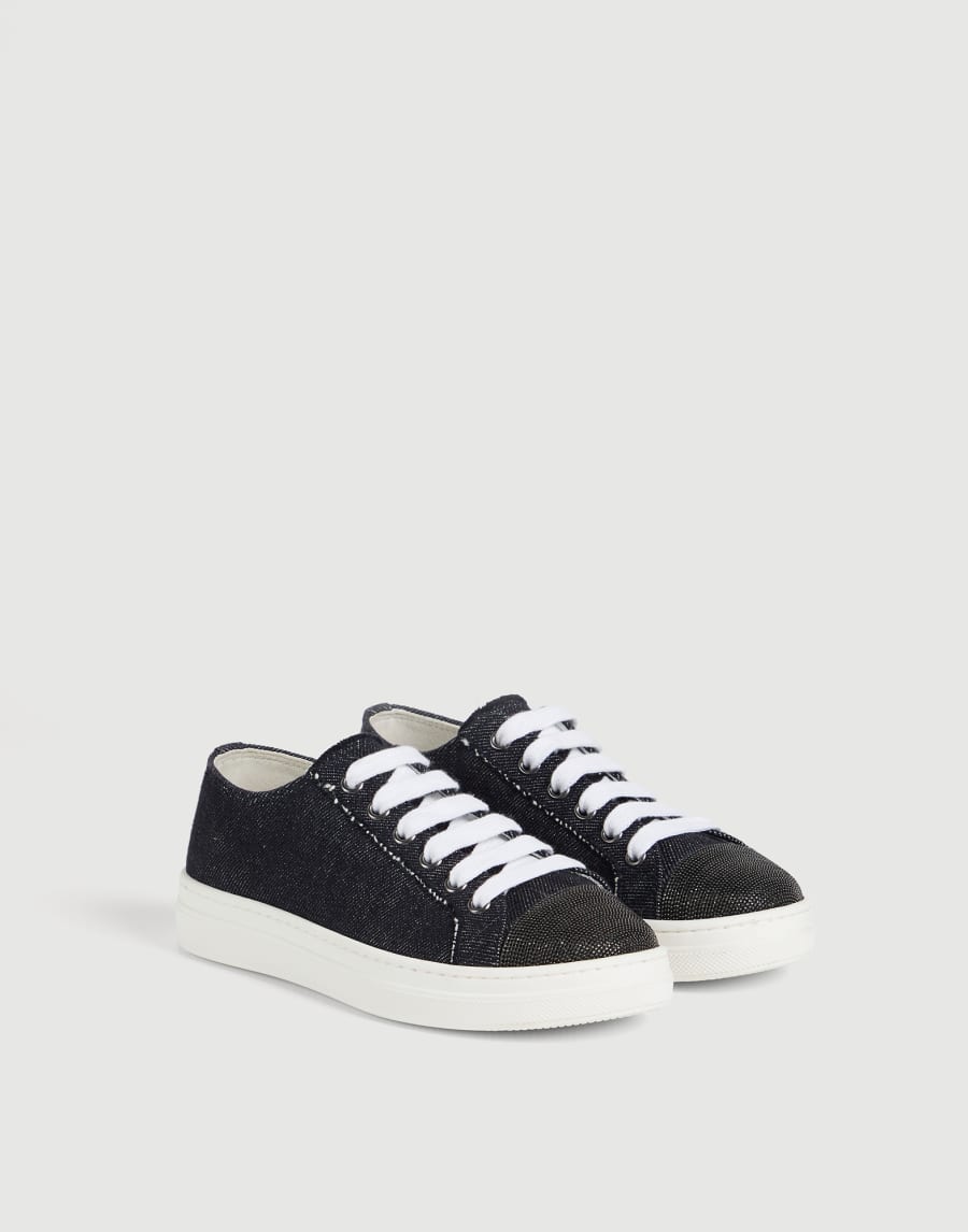 No-fade denim sneakers with monili Off-White Girls - Brunello Cucinelli