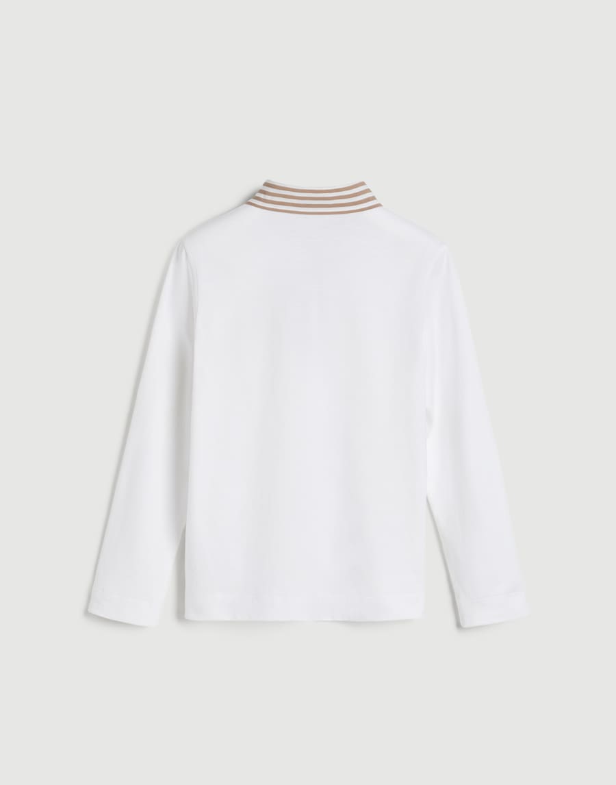Polo with Embroidery White Girls - Brunello Cucinelli