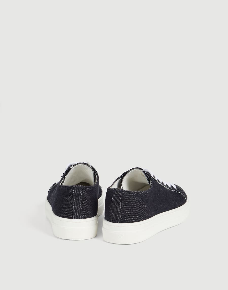 No-fade denim sneakers with monili Off-White Girls - Brunello Cucinelli
