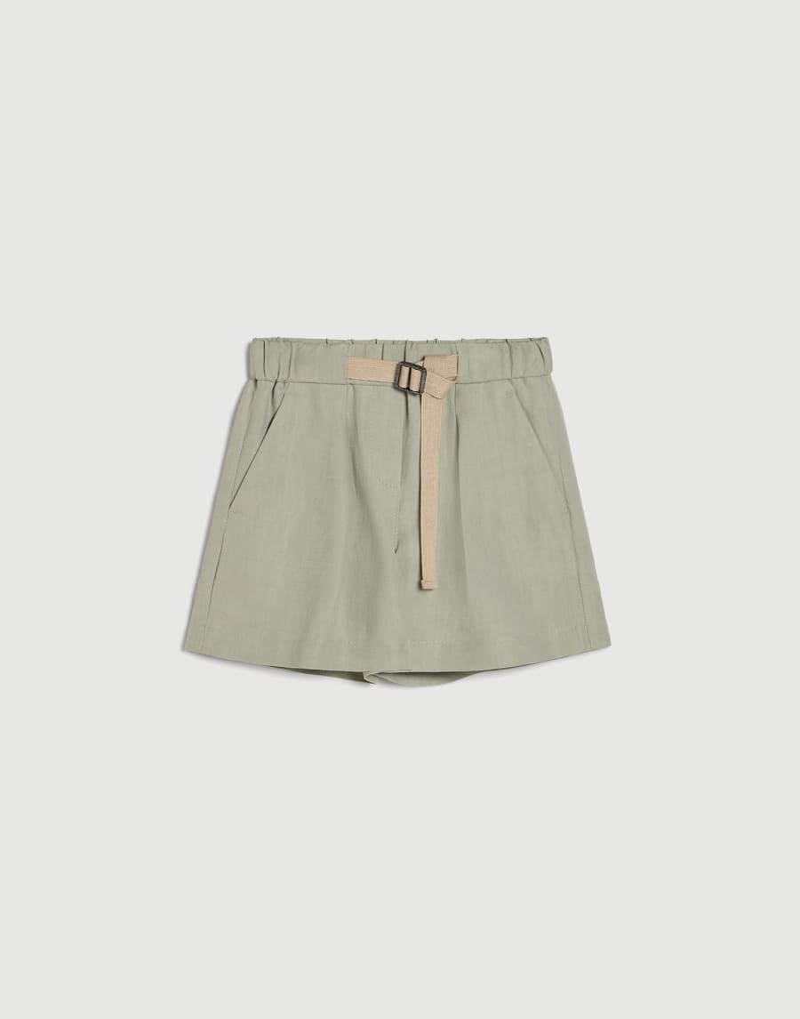 Fluid twill shorts with belt Sage Girls - Brunello Cucinelli
