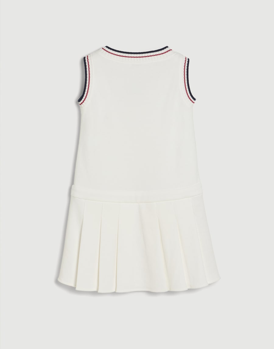 Dress with knit inserts and logo Off-White Girls - Brunello Cucinelli