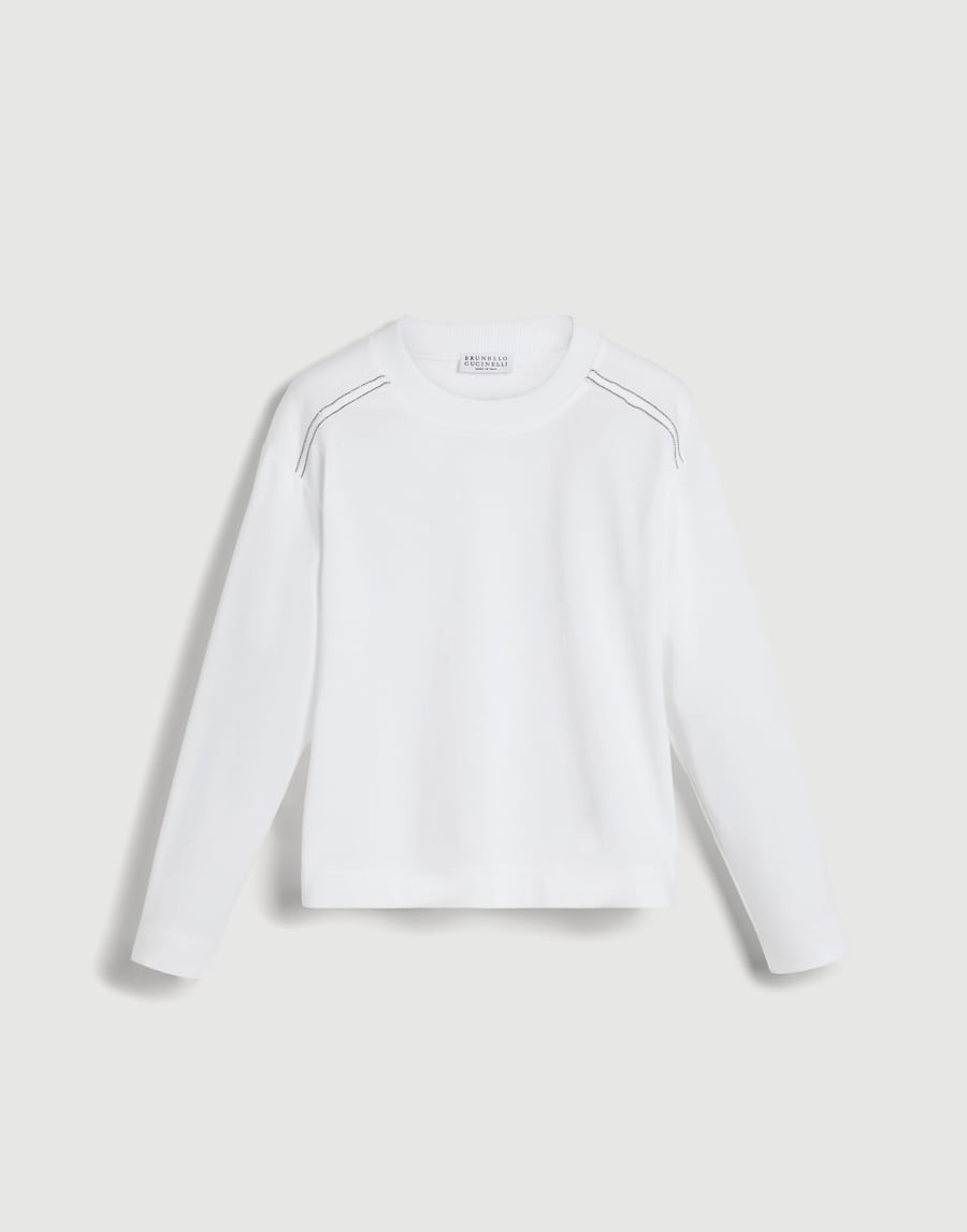 Long sleeve T-Shirt with monili White Girls - Brunello Cucinelli