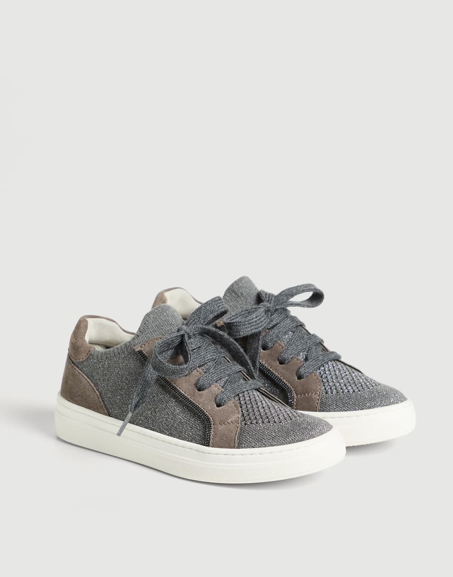Suede and knit sneakers Dark Grey Girls - Brunello Cucinelli