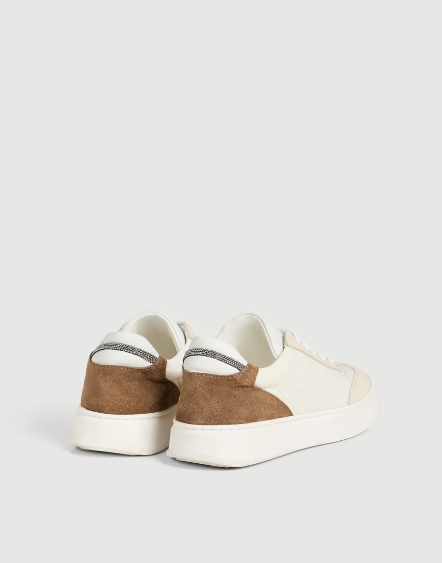 Nylon and suede sneakers with monili Ivory Girls - Brunello Cucinelli