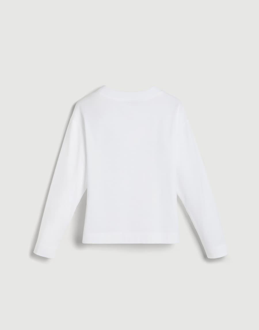 Long sleeve T-Shirt with monili White Girls - Brunello Cucinelli