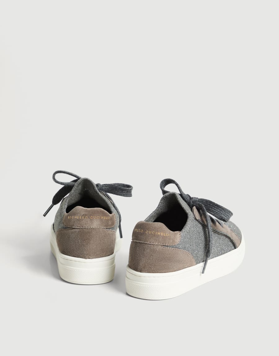 Suede and knit sneakers Dark Grey Girls - Brunello Cucinelli