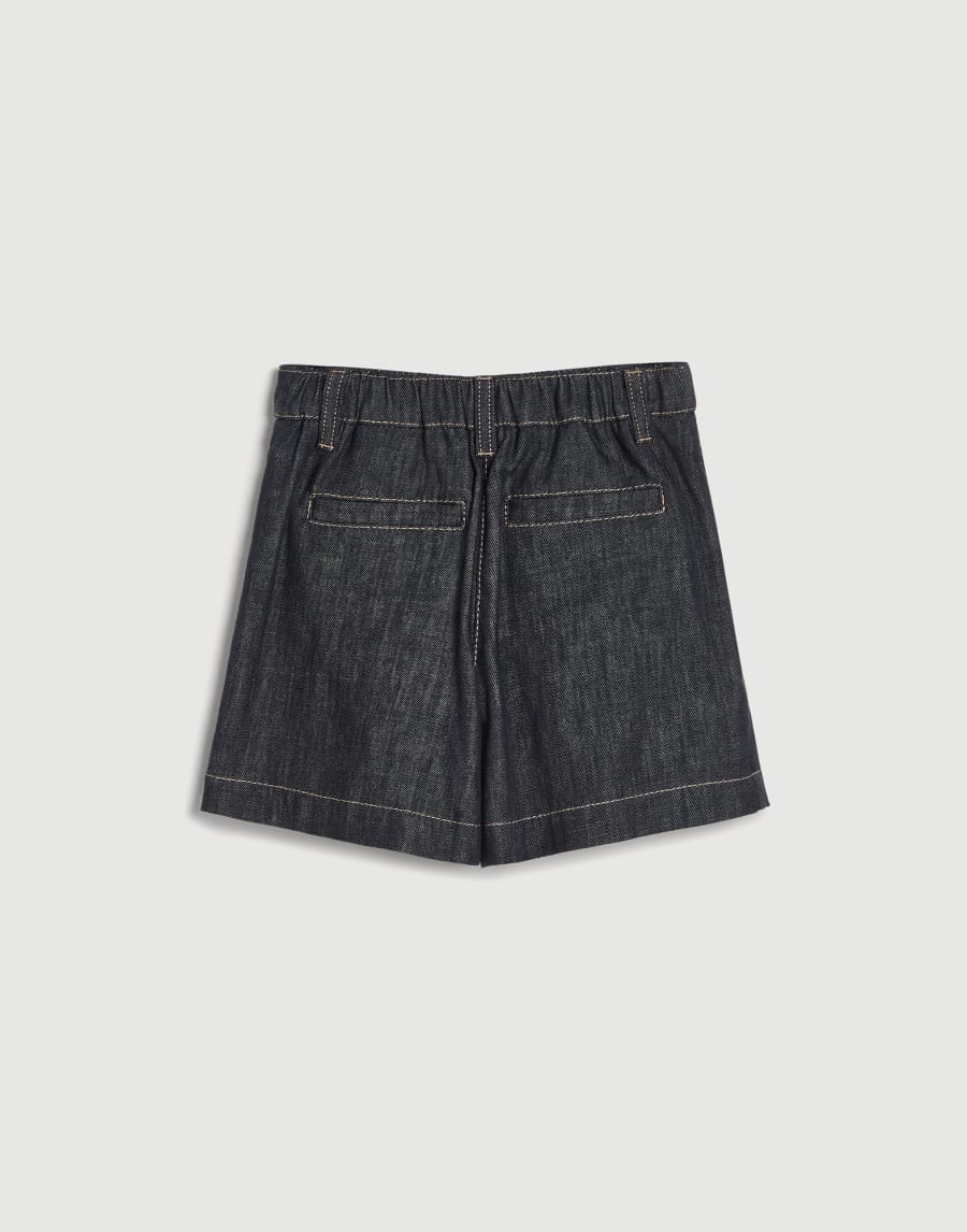 No-fade denim sailor shorts with monili Dark Denim Girls - Brunello Cucinelli
