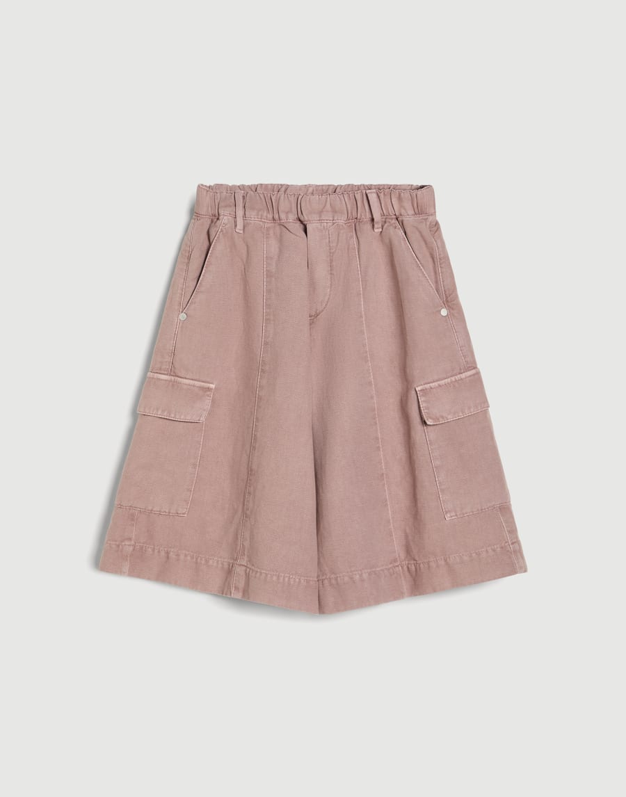 Wide Long Bermuda Shorts with monili Pink Girls - Brunello Cucinelli