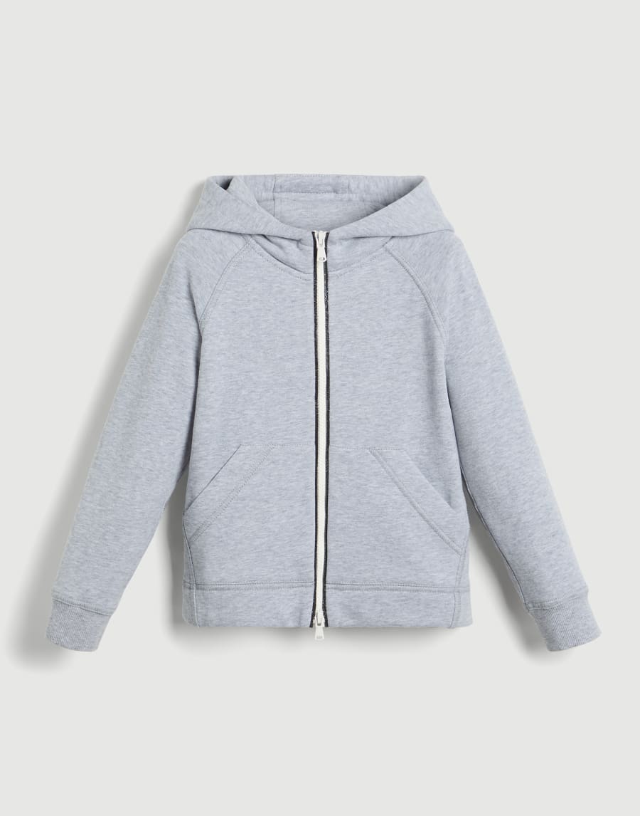 Hooded sweatshirt with zipper and monili Grey Girls - Brunello Cucinelli