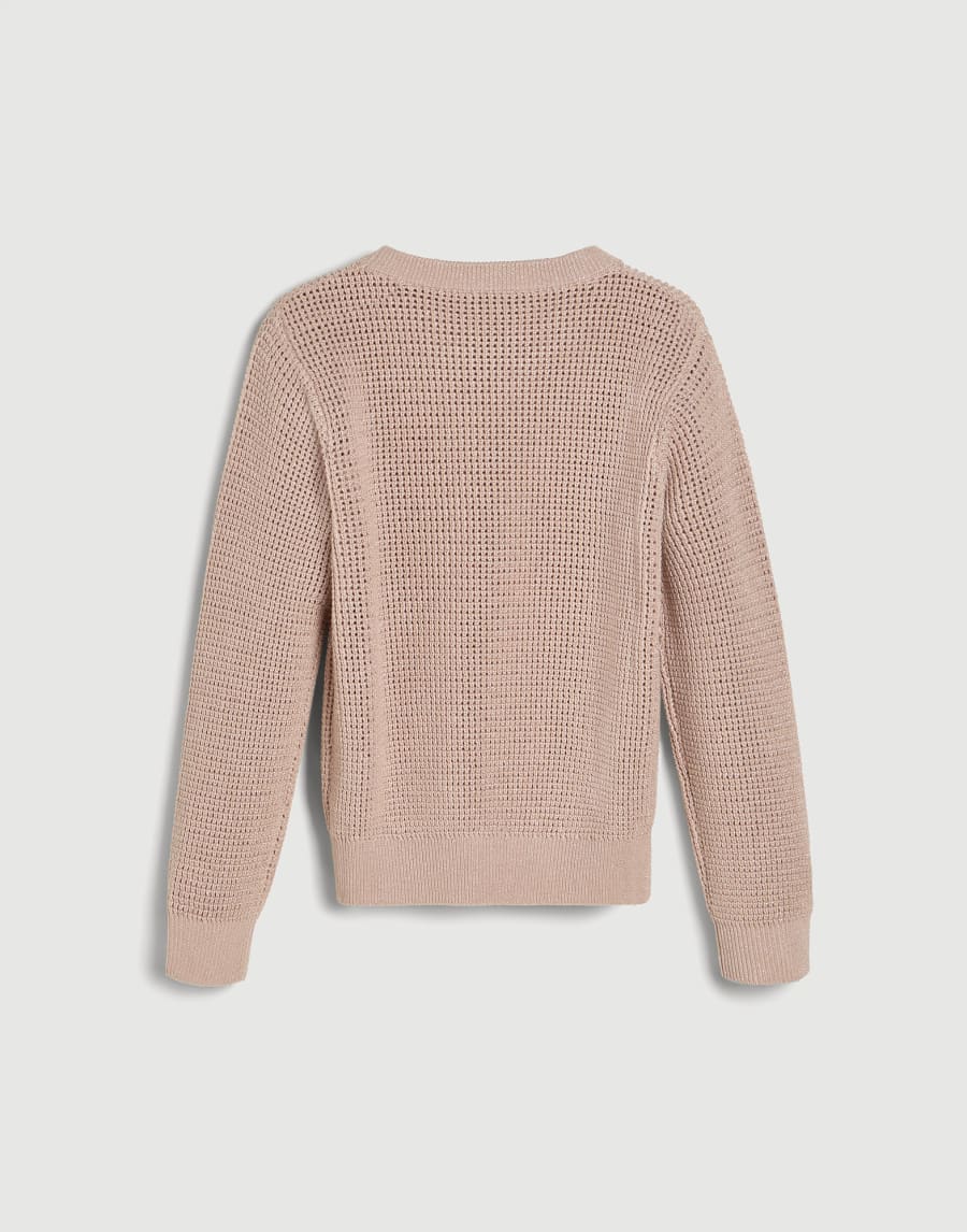 Sparkling cotton ribbed net sweater Pink Girls - Brunello Cucinelli