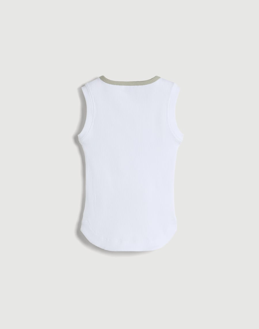 Ribbed jersey top with monili White Girls - Brunello Cucinelli