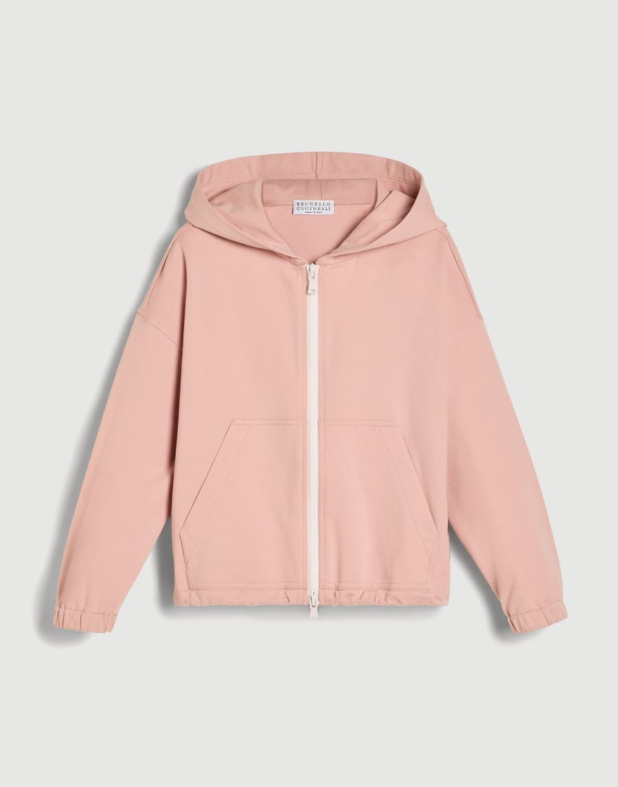 Hoodie with zipper and graphic Pink Girls - Brunello Cucinelli