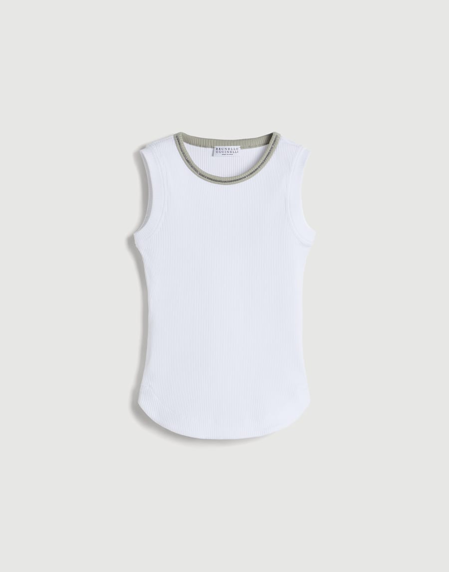 Ribbed jersey top with monili White Girls - Brunello Cucinelli