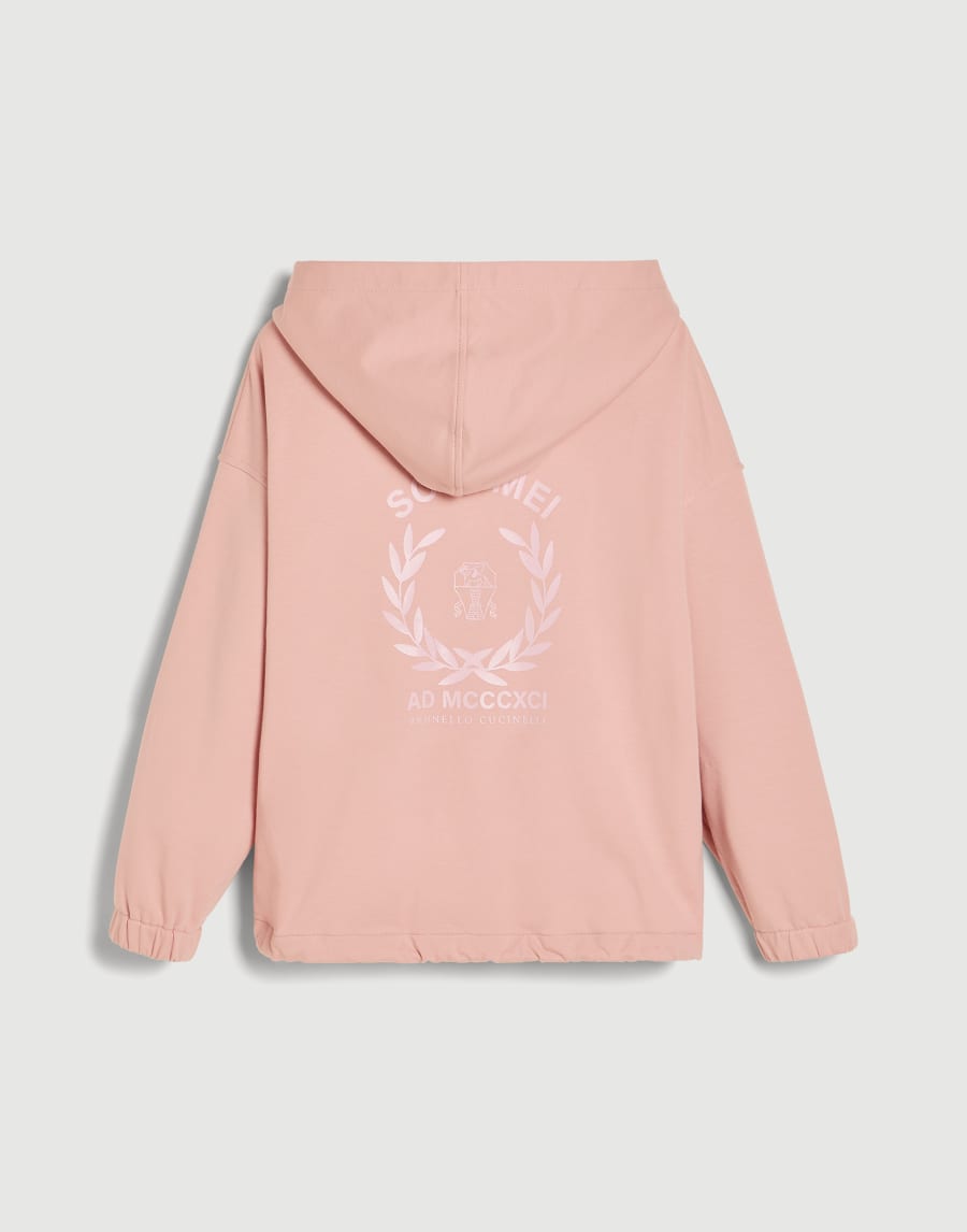 Hoodie with zipper and graphic Pink Girls - Brunello Cucinelli