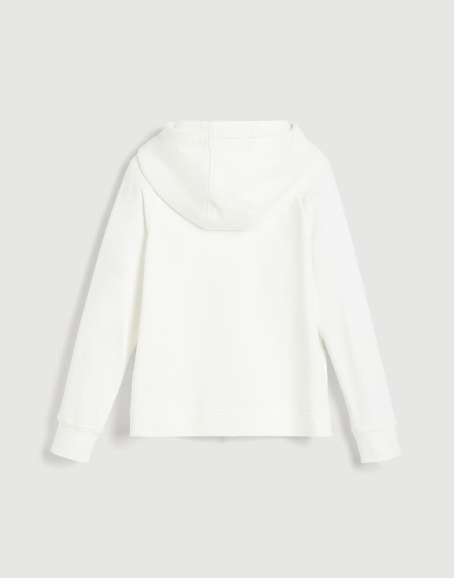 Hooded sweatshirt with zipper and monili Off-White Girls - Brunello Cucinelli