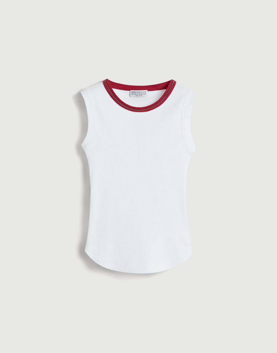Ribbed jersey top with monili Off-White Girls - Brunello Cucinelli