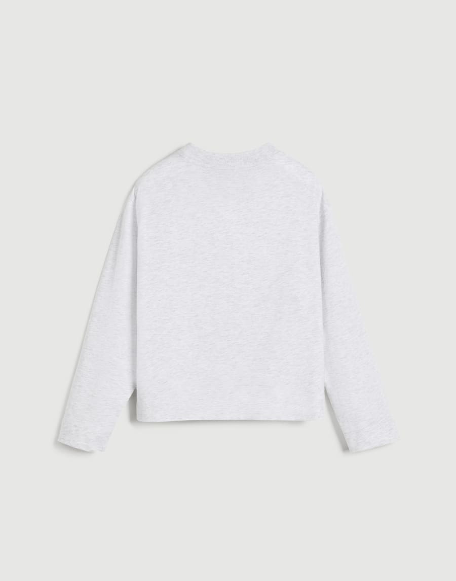 Long sleeve T-Shirt with monili Light Grey Girls - Brunello Cucinelli