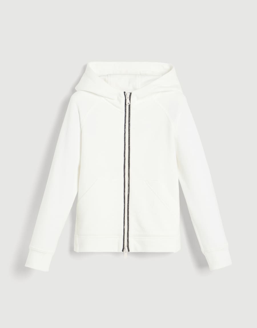 Hooded sweatshirt with zipper and monili Off-White Girls - Brunello Cucinelli