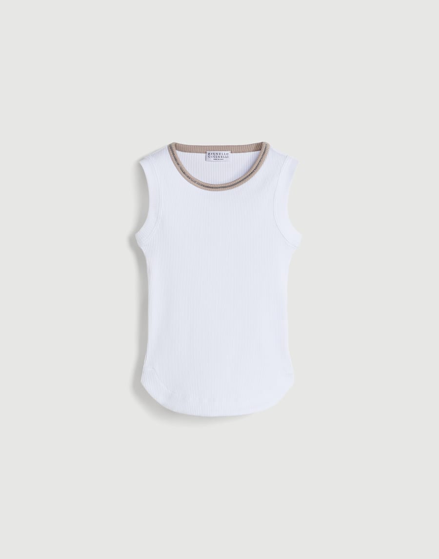 Ribbed jersey top with monili Panama Girls - Brunello Cucinelli