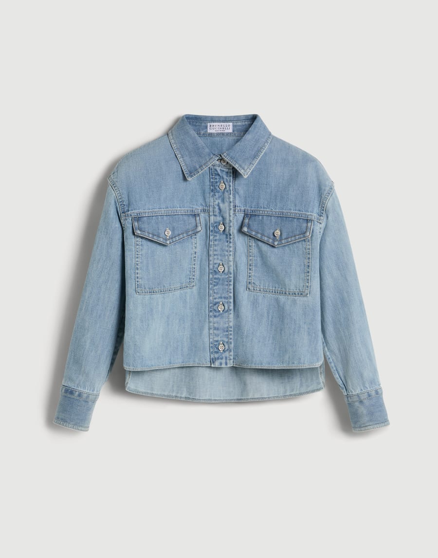 Lightweight denim shirt Light Blue Denim Girls - Brunello Cucinelli