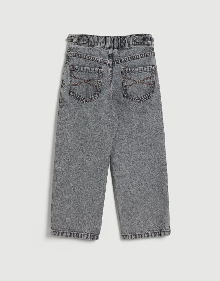 Straight trousers with monili Grey Denim Girls - Brunello Cucinelli