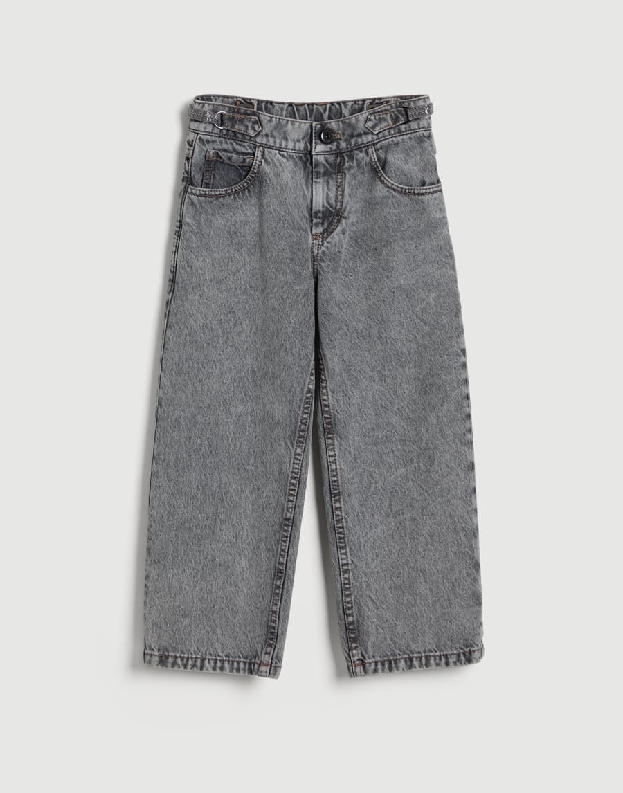 Straight trousers with monili Grey Denim Girls - Brunello Cucinelli