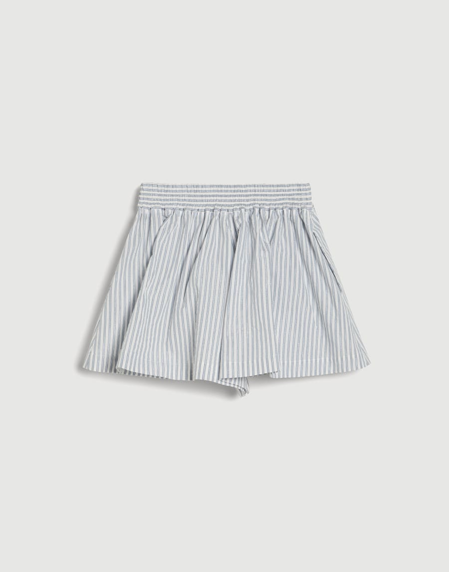 Striped Sparkling flared shorts with logo Sky Blue Girls - Brunello Cucinelli