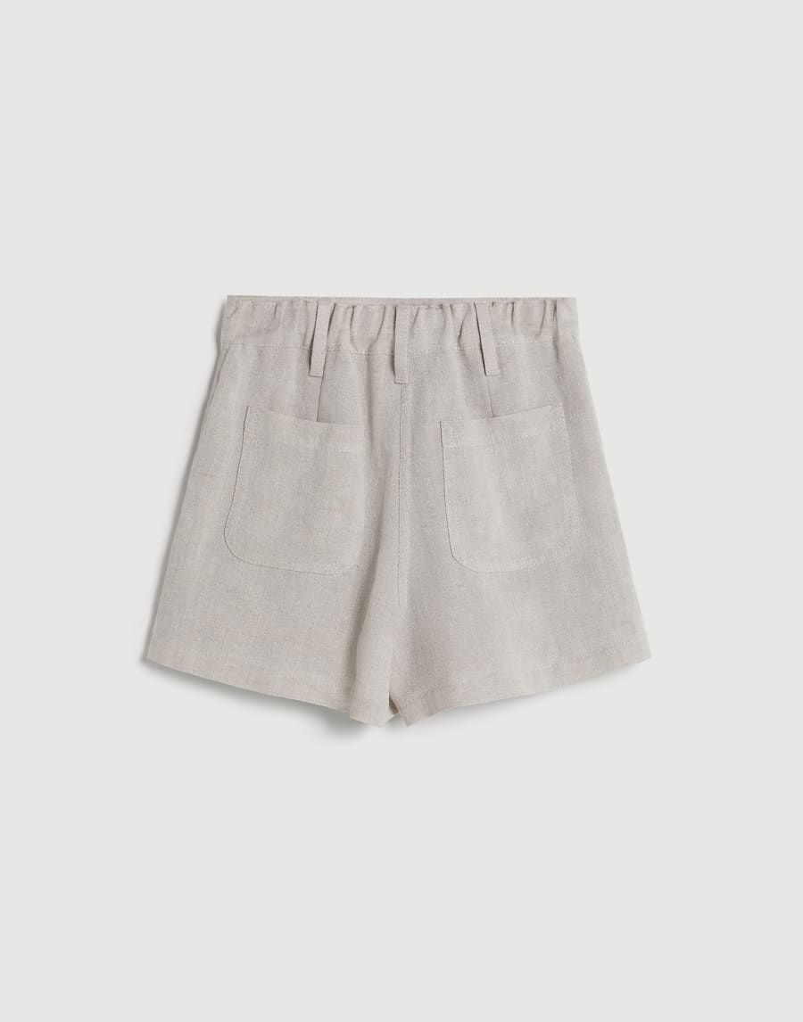Sparkling canvas shorts with monili Light Grey Girls - Brunello Cucinelli