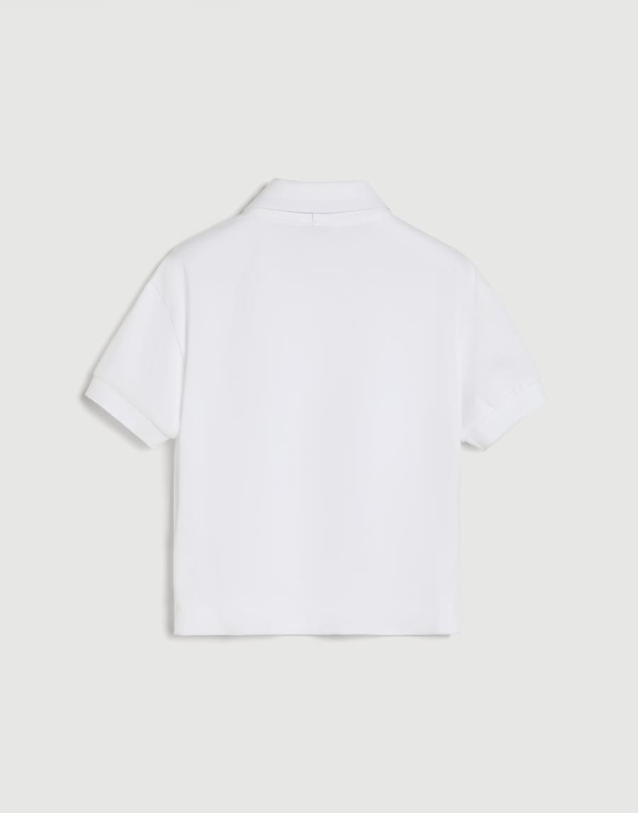 Polo shirt with knit inserts and tie White Girls - Brunello Cucinelli