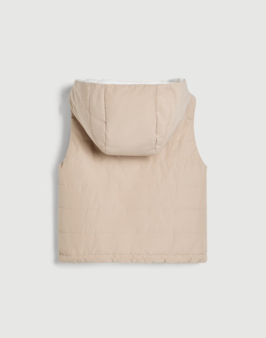 Hooded vest with monili Beige Girls - Brunello Cucinelli