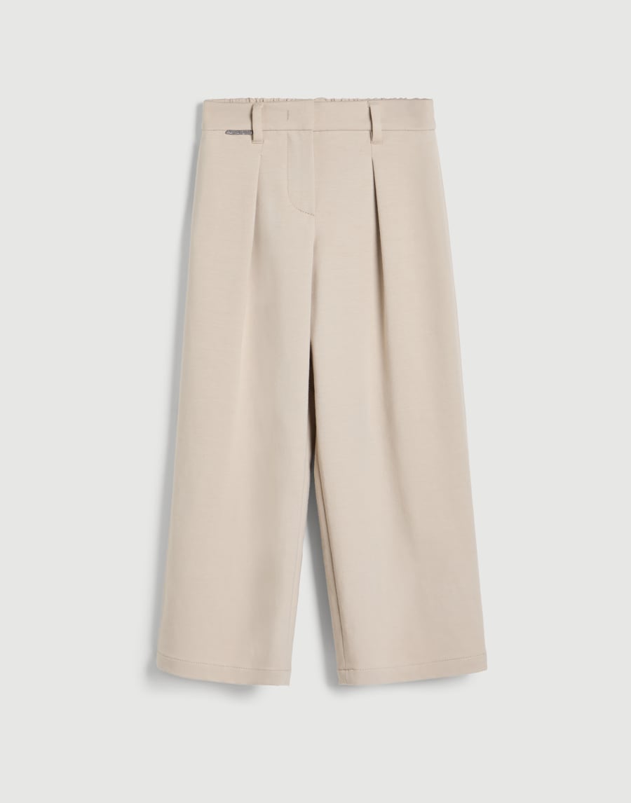 A-line trousers with monili Beige Girls - Brunello Cucinelli