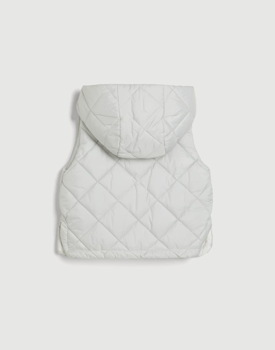 Nylon hooded vest with monili Light Grey Girls - Brunello Cucinelli