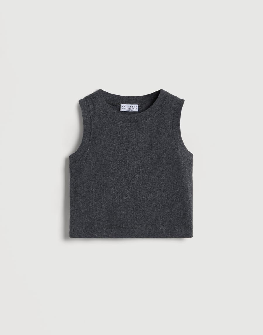 Ribbed jersey top Anthracite Girls - Brunello Cucinelli