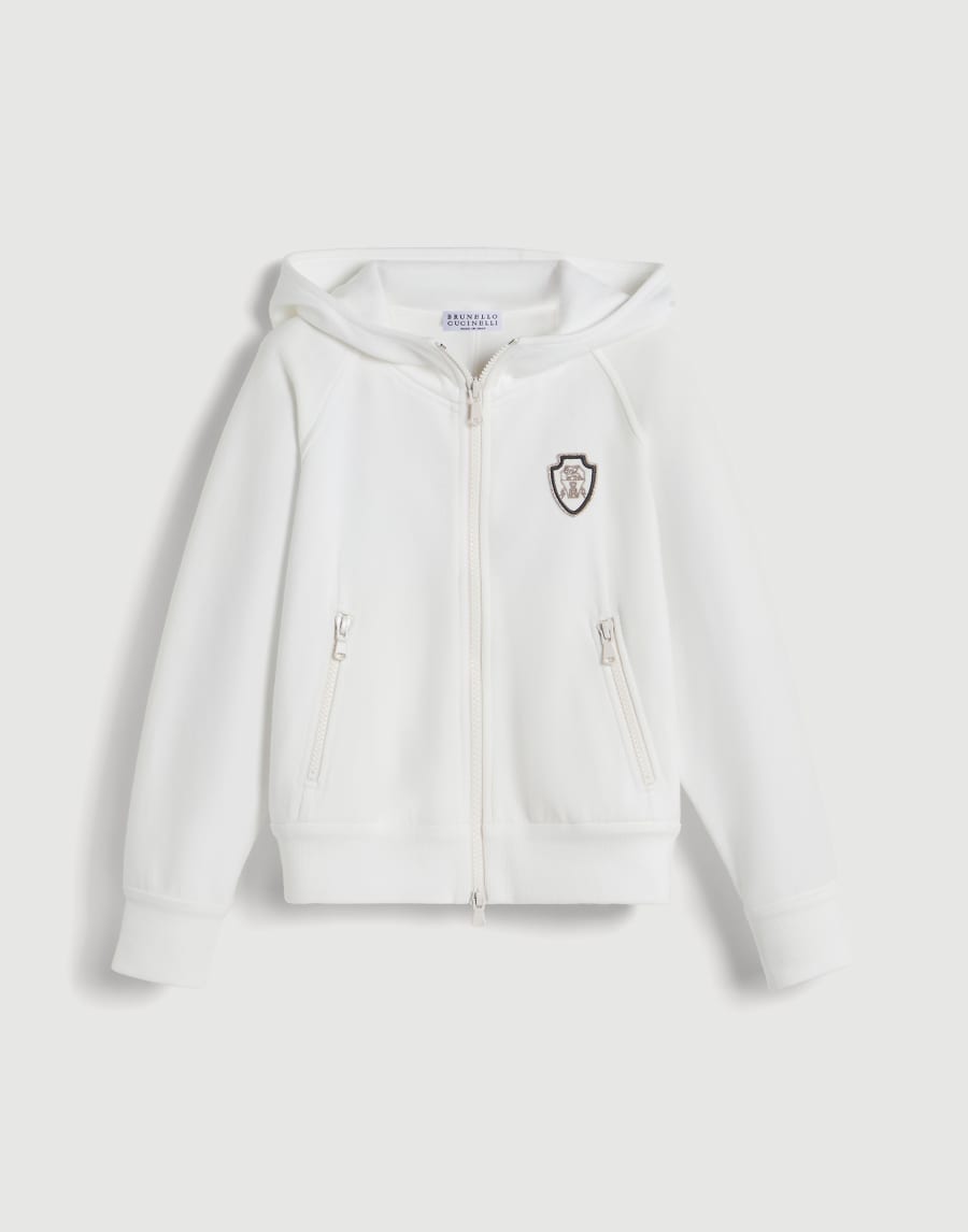Pique Sweatshirt with logo Off-White Girls - Brunello Cucinelli