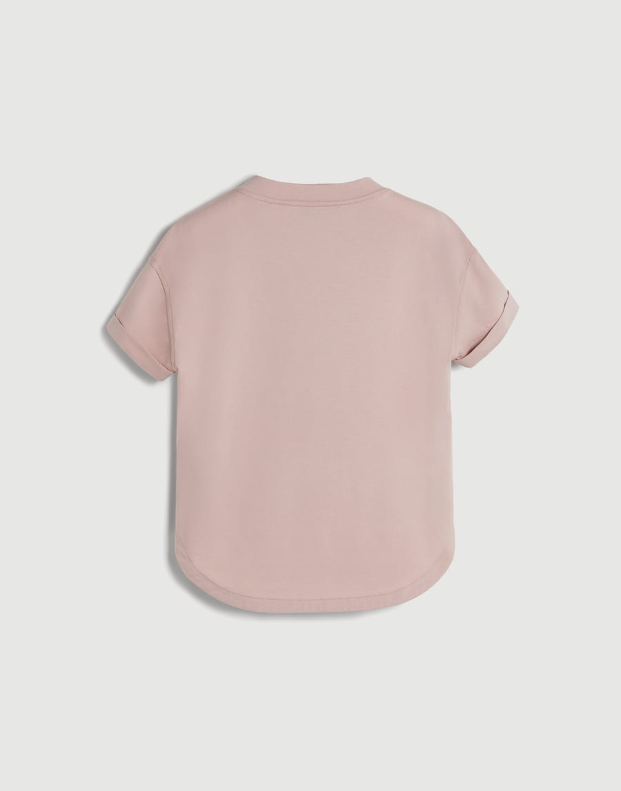 Cotton jersey T-shirt with print Light Pink Girls - Brunello Cucinelli