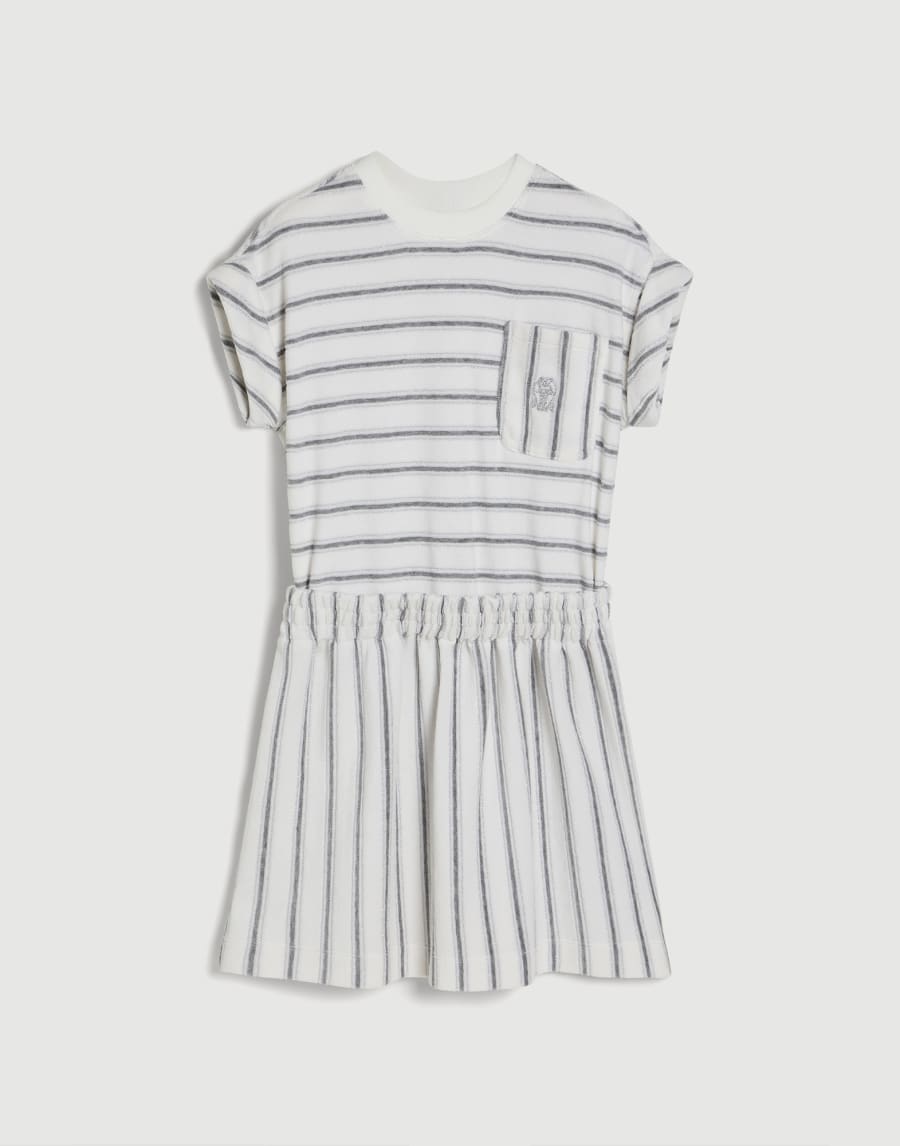 Sparkling stripe jersey dress Light Grey Girls - Brunello Cucinelli