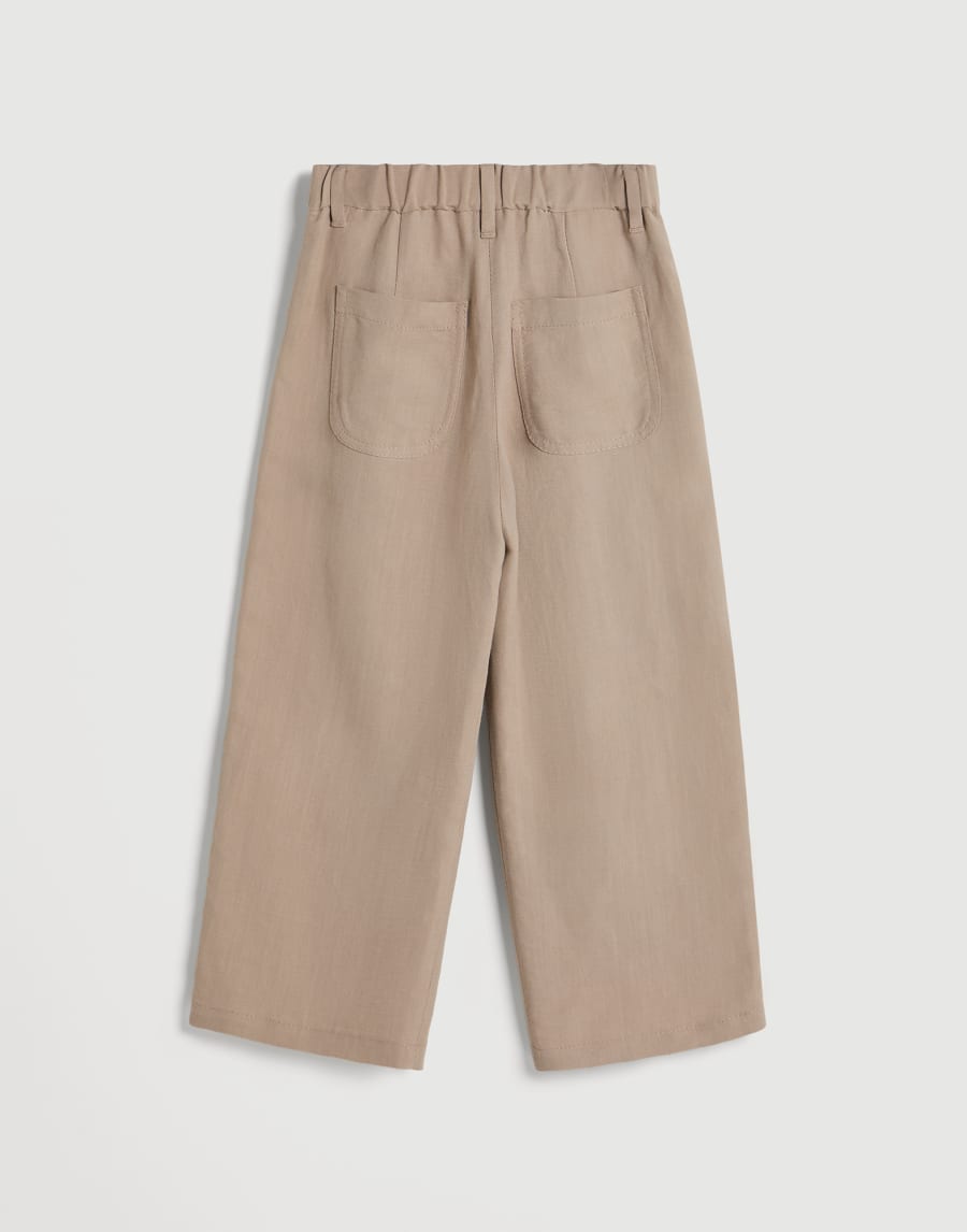 Pleated A-line trousers with monili Buff Girls - Brunello Cucinelli