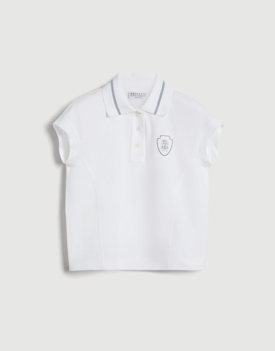 Cotton jersey polo shirt with logo White Girls - Brunello Cucinelli